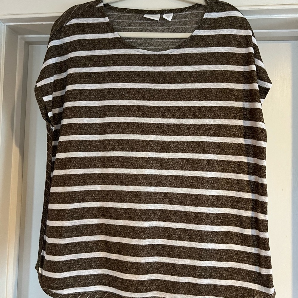 Striped Grey and White Women's Top